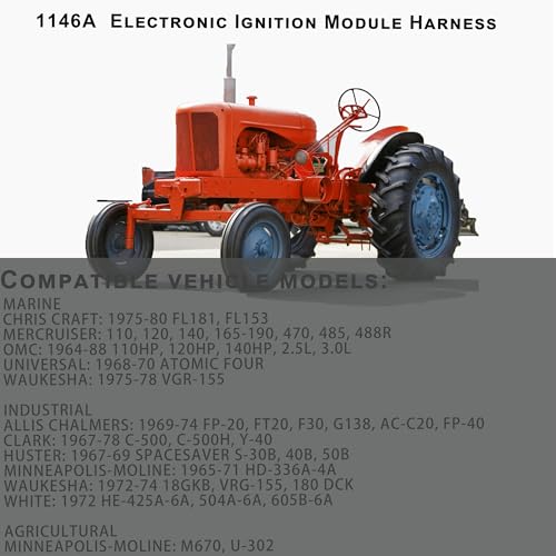 Image of 1146A Electronic Ignition Module Harness Waterproof Compatible with Delco 4 Cylinder Distributor Chris Craft Mercruiser OMC Universal Waukesha Allis Chalmers Clark Huster Minneapolis-Moline