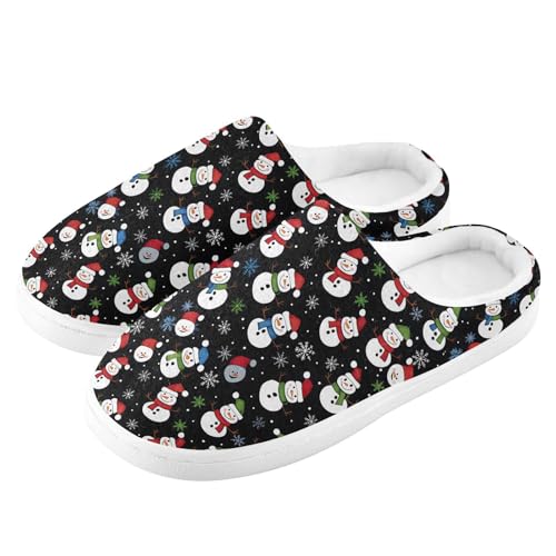 Fuzzy Memory Foam Slippers for Women/Men Snowflakes Snowman Pattern Fluffy Winter House Shoes Indoor and Outdoor4