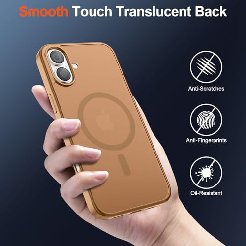 Image of SUPFINE Magnetic for iPhone 17 Case (Compatible with MagSafe)(Military Grade Drop Protection) Translucent Matte Shockproof with Anti-Fingerprint Phone Cover 2025,Brown