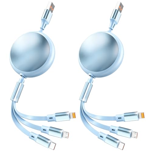 2-Pack MPATIBY 3-in-1 Retractable Multi Charging Cable w/ USB-C, Micro-USB & Lightning Connectors - image 1