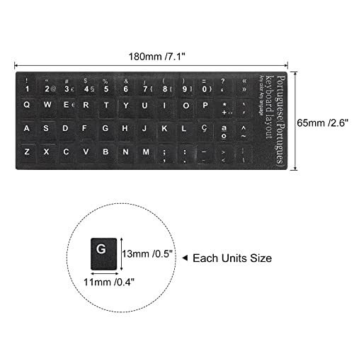 Calcomanías de teclado PATIKIL 3 pzas negro con letras blancas miniatura 2