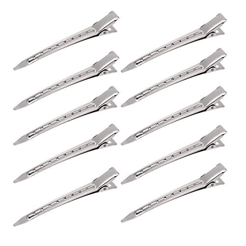 SBYURE 36 Pieces 3.54 Inches Duck Bill Hair Clips Silver Metal Alligator Curl Clips with Holes,Hairdressing Salon Hair Grip DIY Accessories Hairpins for Women & Girls