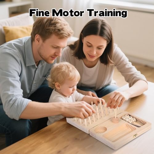 Wooden Pegboard for Finger Dexterity, 36-Hole Wooden Hand Therapy Peg Board with Finger Exercise Tools, Occupational Therapy Toys for Adults to Improve Fine Motor Skills and Hand-Eye Coordination - Image 7