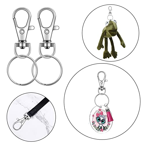 100PCS Key Chain Clip Hooks, Swivel Clasps Lanyard Snap Hook, Keychain Hooks for Lanyard Key Rings Crafting Silver - Thumbnail 5