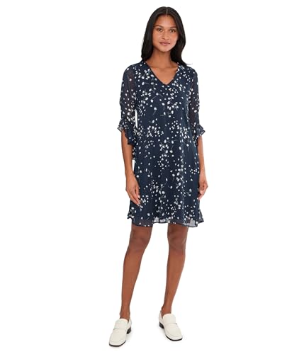 Image of Calvin Klein Floral Chiffon Shift Dress