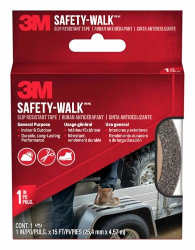 3M Safety-Walk Slip Resistant Tape, 1 in x 15 ft, Anti Slip Black Tape, Adhere Without Wrinkling, Curling, Tearing or Lifting, Self-Adhesive Backing, Quick & Easy Application, 1 Roll (610B-R1X180)