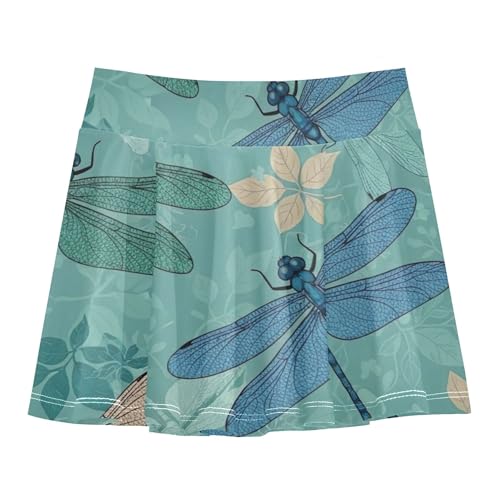 Joisal Kids Tennis Skirts Colorful Dragonflies Wings Blue Girls' Shorts Athletic Skorts Print Pleated Skort 4t