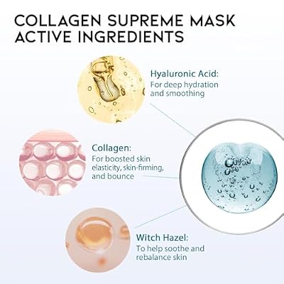 #OOTD Face Mask Korean Skincare for Dry Sensitive Skin | Hydrating, Revitalizing, Calming, Collagen, Ceramide, Cica, Vitamin C Serum Sheet Masks (12EA)