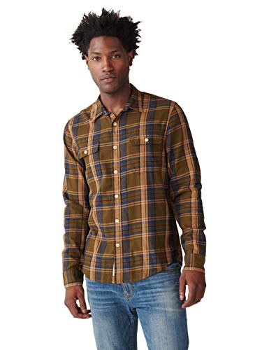 Lucky Brand Men's Long Sleeve Button Up Mateo Twill Humboldt Workwear Shirt, Green Plaid, M