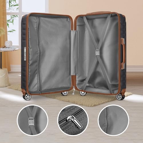 Image of Melalenia Luggage 10 Piece Sets Clearance,Large Suitcase Set Spinner Wheels with TSA Locks,Hard Shell Luggage Sets for Women Travel Suitcase (Grey Brown)