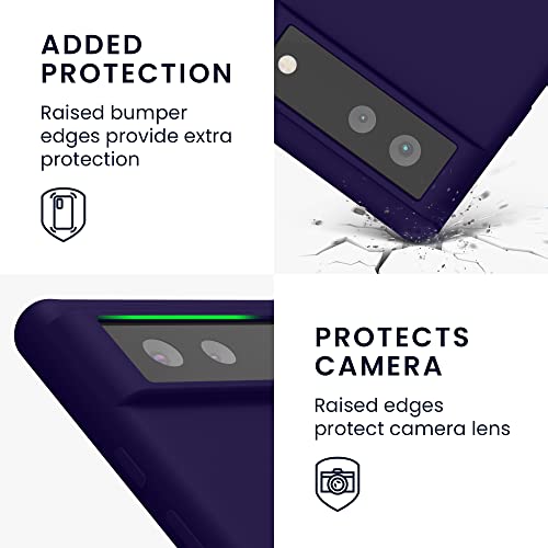 kwmobile Case for Google Pixel 6 Case - Soft Cover - Shockproof Silicone - Wireless Charging Velvet Blue - Image 3