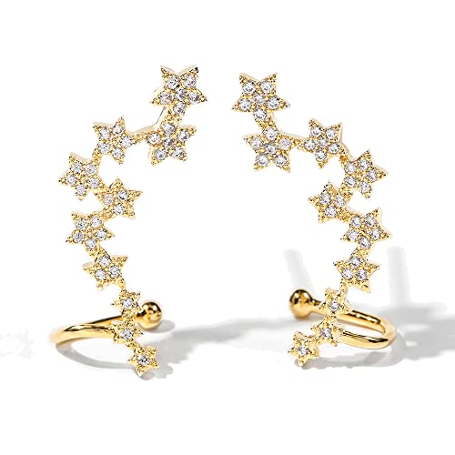 Vercret Gold Earrings Cuff For Women - Cz Earrings For Girls, Ear Cuff Gifts For Friend,Sister, Daily Wearing… (Pierced Ear Star) #TOP10