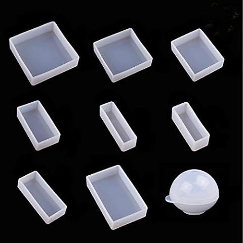FineInno 9 Packs Cuboid Silicone Mould Rectangle Resin Mould Square Epoxy Mould Casting Mould Resin Mold for DIY Paperweight Specimen Cover