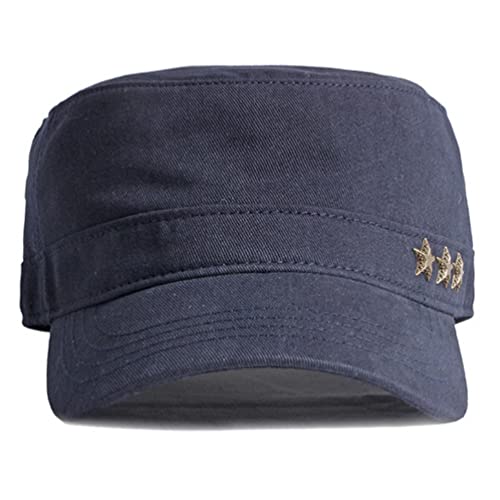 Image of 2 Pack Men's Cotton Military Caps Cadet Army Caps Vintage Flat Top Cap