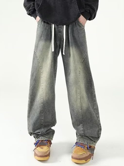 Men's American Retro Denim Summer Thin Straight-Leg Loose Wide-Leg Casual Long Pants2