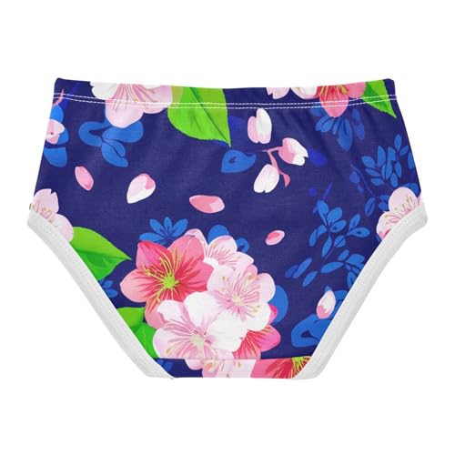 Pink Cherry Blossom Flowers Blue Toddler Underwear Floral 2t Cotton Little Girl Panties Fancy Briefs Girls Undies2