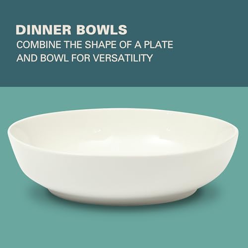 Image of Gibson Home Lindendale 16 Piece Porcelain Ceramic Plates and Bowls Dishes Scratch and Chip Resistant Service for 4 Dinnerware Set - White