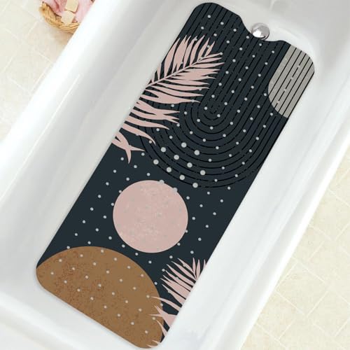 Bathtub Mat Non Slip, Bohemia Extra Long Bath tub Mat Shower Floor Mat with Suction Cups and Drain Holes for Adults Kids Elderly 40 X 16 Inch