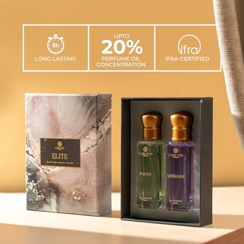 Image of Carlton London Elite Unisex Perfume Gift Set | Luxury and Premium Long Lasting Fragrances with Fruity, Musky, Citrusy & Smoky Scent | For Men & Women Eau de Parfum | 2X20 ML