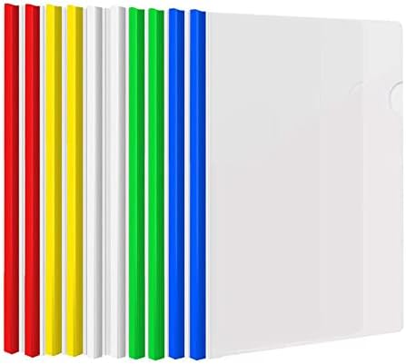 Zigvert 10Pcs Clear Report Covers with U-Type Sliding Bar, 40 Sheet Capacity, Resume Presentation File Clear Folders Organizer School Binder for A4 Size Paper, 5 Colors