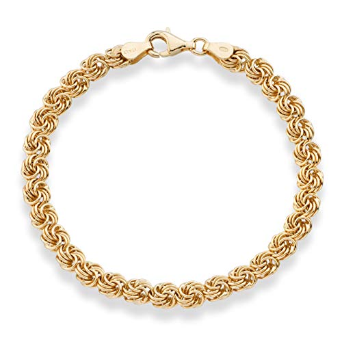 MiaBella 18K Gold Over Sterling Silver Italian Love Knot Rosette Link Chain Bracelet for Women 6.5, 7, 7.5, 8 Inch 925 Handmade in Italy (8)
