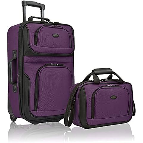 U.S. Traveler Rio Rugged Fabric Expandable Carry-on Luggage Set, Purple, 2 Wheel, Rio Rugged Fabric Expandable Carry-on Luggage Set Cover