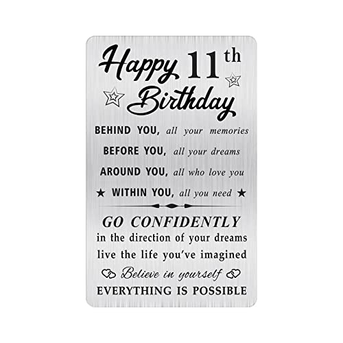 Happy 11th Birthday Card With Blue Flowers Stock Illustration
