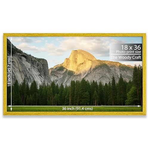 Image of 18x36 Photo Frame | Yellow Photo Frame For Wall | Premium Wall Frame | Wooden Photo Frame Crafted For Style | Vintage Big Photo Frames For Wall | Ideal Empty Frames For Wall Decor