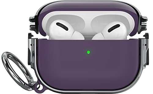 Image of Maxjoy for AirPods Pro 2nd /1st Generation Case with Lock, Cute AirPods Pro 2 Case Lock Protective Hard AirPod Pro Cover for Women Men with Keychain for Airpod Pro (2023 /2022 /2019), Purple /Grey