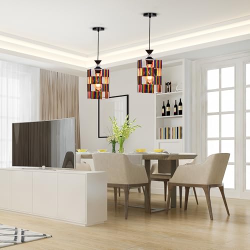 Image of Groeien Crystal Silk Craft Weave Metal Hanging Pendant Ceiling Lamp Fixture | Chandelier for Home, Indoor, Outdoor,Living Room, Bedroom(Bulb Included)(Silk-CraftHex, 1)