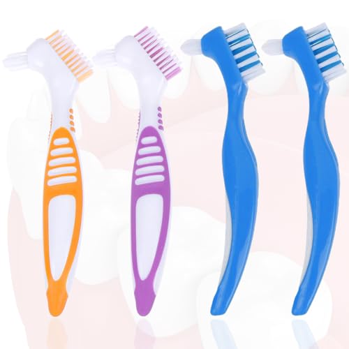 IBXWMNG Set de 4 cepillos limpiadores para ortodoncia con doble cara y punta de precisión，Ideal para limpiar dentaduras postizas, retenedores, prótesis dentales, férulas y alineadores