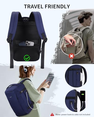Image of ECOHUB Anti Theft Laptop Backpack, Flight Approved Travel Bag, 30L Personal Item for Business Commute, Fits 17.3 inch Computer, Blue