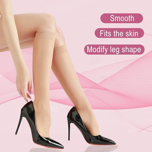 Weziarer 12 Pairs Knee High Stockings for Women,20D Nylon Sheer Stocking Socks with Reinforced Toe2
