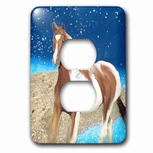 Caballo de pintura cubierta de interruptor de 2 enchufes rustica 3dRose lsp_4588_6 para pared 2