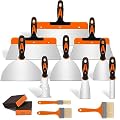 THINKWORK Putty Knife Set - 14Pcs Stainless Steel Paint Scraper Tools, Drywall Knife Set for Removing Wallpaper, Repairing Drywall, Applying Putty, Taping, Scraping Plaster, Cement, Adhesive