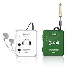 【2.4GHz Wireless IEM System】MS-1G wireless in-ear monitor system adopts 2.4G wireless transmission, with lossless sound quality, low noise/lowlatency. One-Key to change mono/stereo input, providing smooth frequency response with any earphones 【Auto-P...