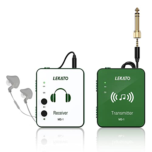 LEKATO Wireless in Ear Monitor System, 2.4G Stereo Wireless IEM System with Transmitter Beltpack...
