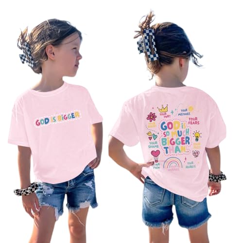 Girls Cute Christian Shirts Jesus God Faith Bible Verse Tshirt for Kids Religious Inspirational Graphic Tees Tops