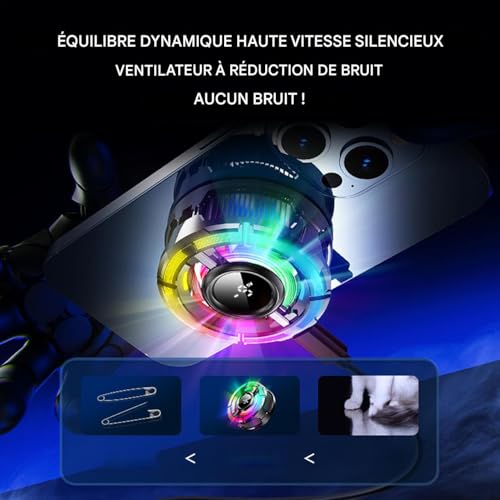 Ventilador de refrigeración portátil RGB con control inteligente de temperatura para móvil 3