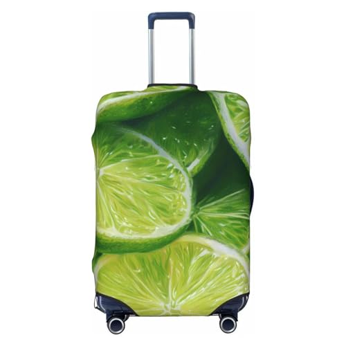 Green Lime Slices Elastic Travel Luggage Cover, Washable Spandex Suitcase Protector, Anti-Scratch Fits 18-32 Inch