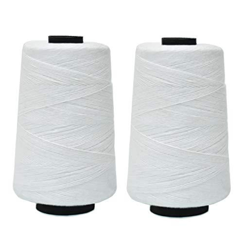 Image of EmbroideryMaterial White Polyester and Cotton Thread for Embroidery, Sewing, Craft, and Stitching - Machine Compatible (2 Rolls, 450 Meters)