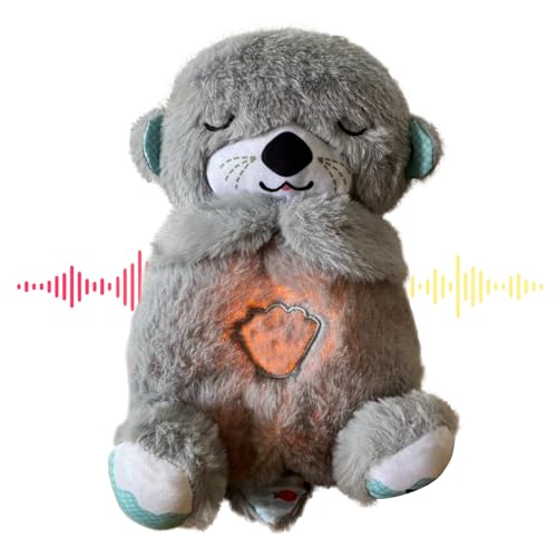 Image of Glyrnur Baby Sound Machine Breathing Otter, Sensory Details Music Lights Rhythmic Breathing Motion Musical Baby Toy Plush for Newborns (Battery Not Includ)