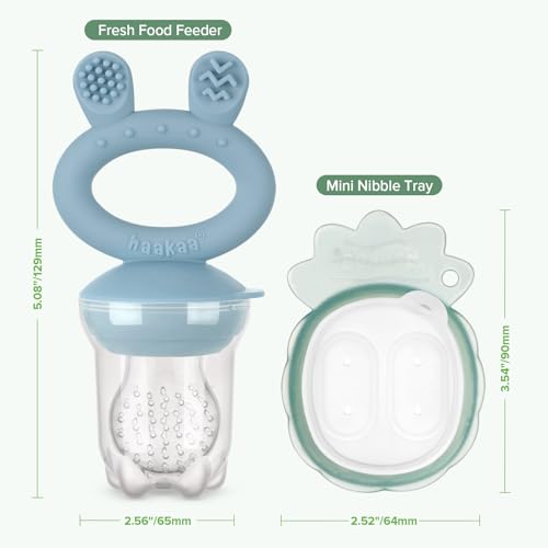 image for Haakaa Baby Fruit Food Feeder & Mini Freezer Nibble Tray Combo, Breast