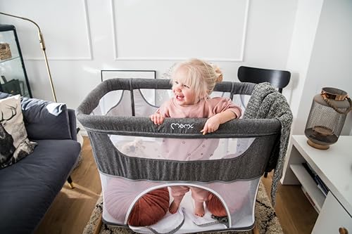 Momi SMART Bed 4-in-1 Kinderbeistellbetten bis 15 kg, Beistellbett für Babys mit Matratze, Höhenverstellbar