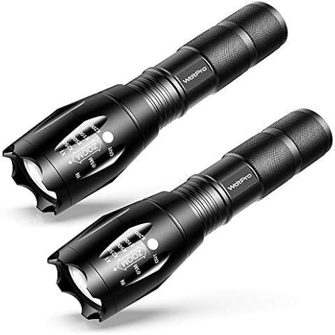 LED Tactical Flashlight 2 Pack, WdtPro Powerful 3000 Lumens LED Flashlights with 5 Modes, Zoomable and Water Resistant for Camping Emergency Hiking Cover