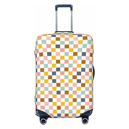 Colorful Checkered For Travel Luggage Cover Suitcase Protector Fits 18-32 Inch Travel Luggage Protector Elastic Luggage Anti-Scratch Suitcase Cover