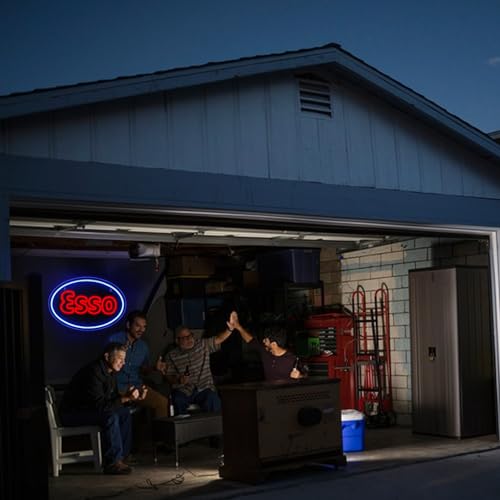 Image of WonderfulLife Esso Neon Sign for Garage Decor,Led Signs for Bar Man Cave Wall Decor,Lube Store or Gasoline Station Display Lighting,Easy Hanging.