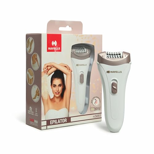 Image of Havells FD5051 Epilator, Hair Removal for Women, Wet & Dry, Cordless, Rechargeable (White)