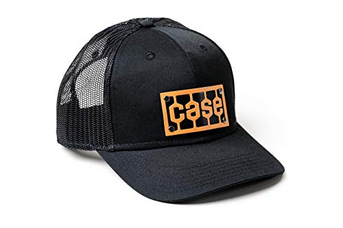 Case Tread Leather Logo Hat, Black Mesh