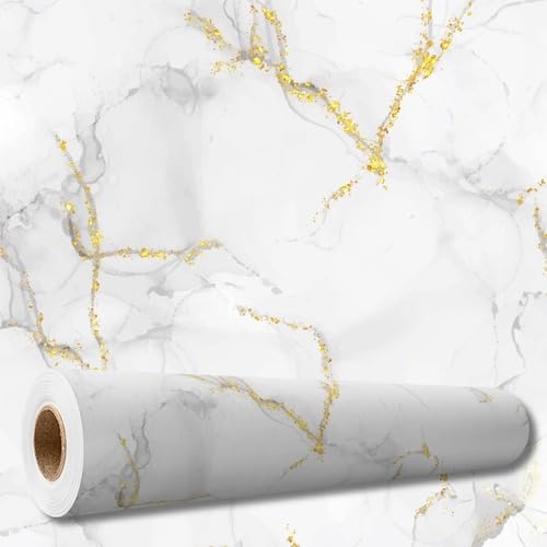Papel de Parede Mármore Dourado 10mx 45cm Autoadesivo Adesvio Antichama Antimancha Revestimento Impe